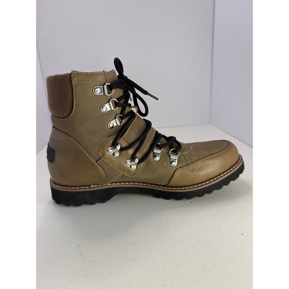 Nautica Elliette Mens Hiking Boots Tan Olive Ankle Lug Sole D-Ring Lace Up Sz 10 - Picture 2 of 8
